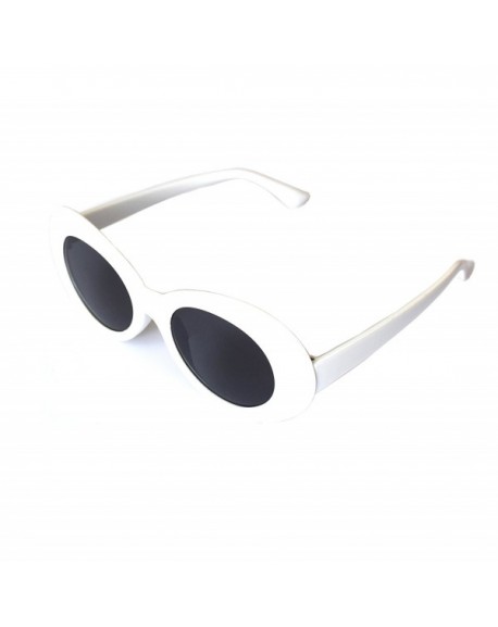 Bold Retro Oval Mod Thick Frame Sunglasses Round Lens Clout Goggles White Cq187in8dww