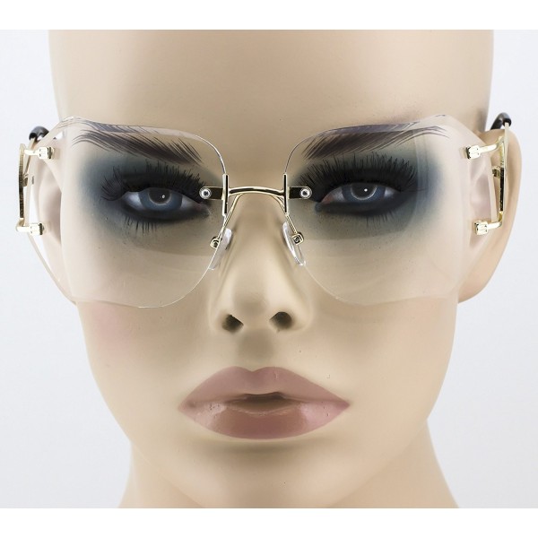 RIMLESS OVERSIZED CLASSIC VINTAGE RETRO Style Clear Lens EYE GLASSES ...