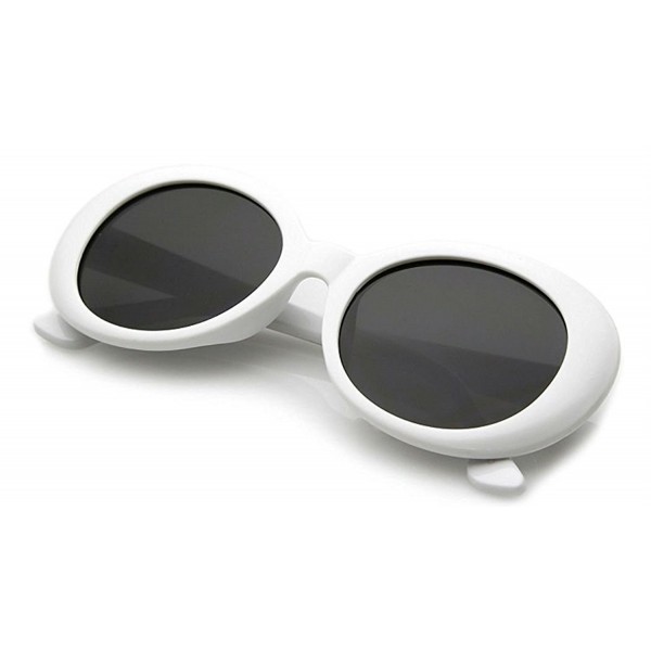Bold Retro Oval Mod Thick Frame Sunglasses Clout Goggles With Round Lens Js004 White Grey