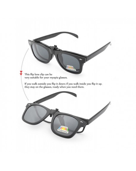 Polarized Clip On Flip Ups Sunglasses Wayfarer Style Tr90 Frame Uv400 Driving Gray Cr185w4nrmk 