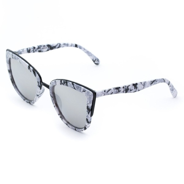 Womens Cat Eye Mirrored Revo Reflective Lenses Oversized Cateyes Sunglasses Black Marble 