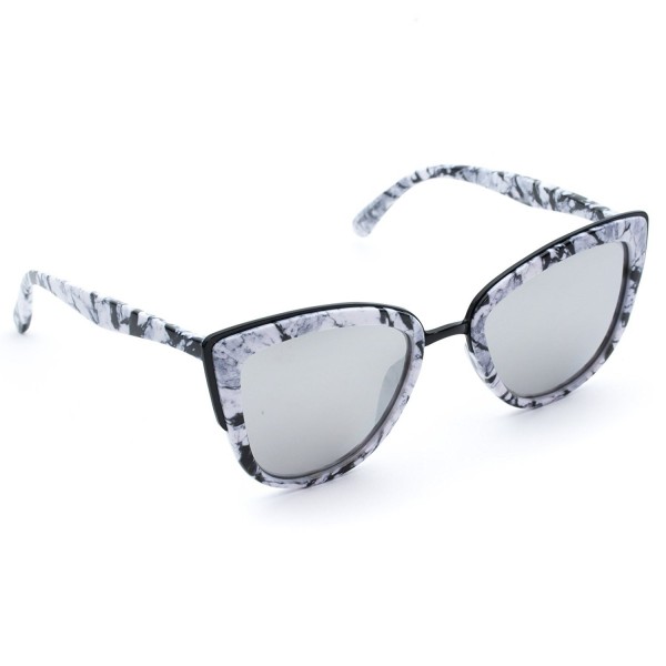 Womens Cat Eye Mirrored Revo Reflective Lenses Oversized Cateyes Sunglasses Black Marble 