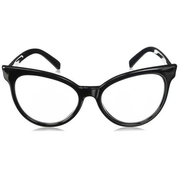 Non-Prescription Cat Eye Clear Lens Glasses for Women - Full Black ...