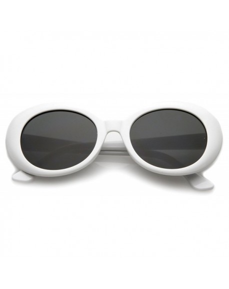 White Oval Round Sunglasses Thick Bold Retro Clout Goggles (White ...