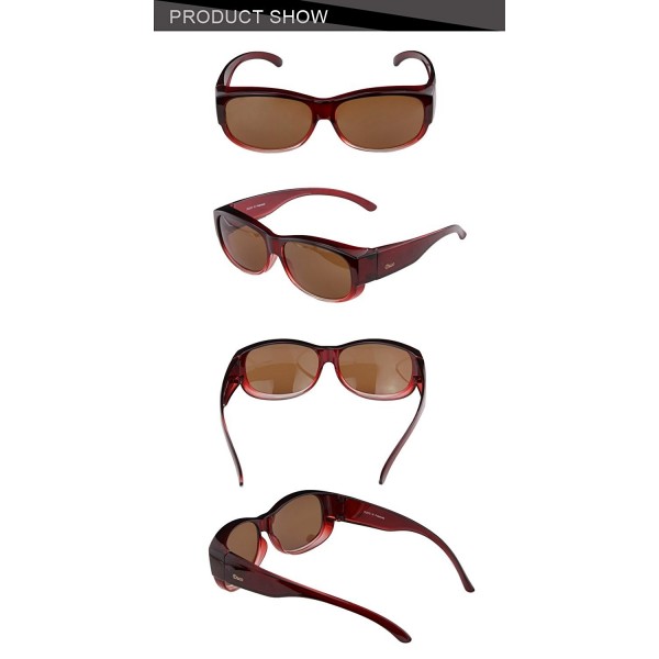 Unisex Wear Over Prescription Glasses Rx Glasses Polarized Sunglasses 8956 Wine Red Frame 